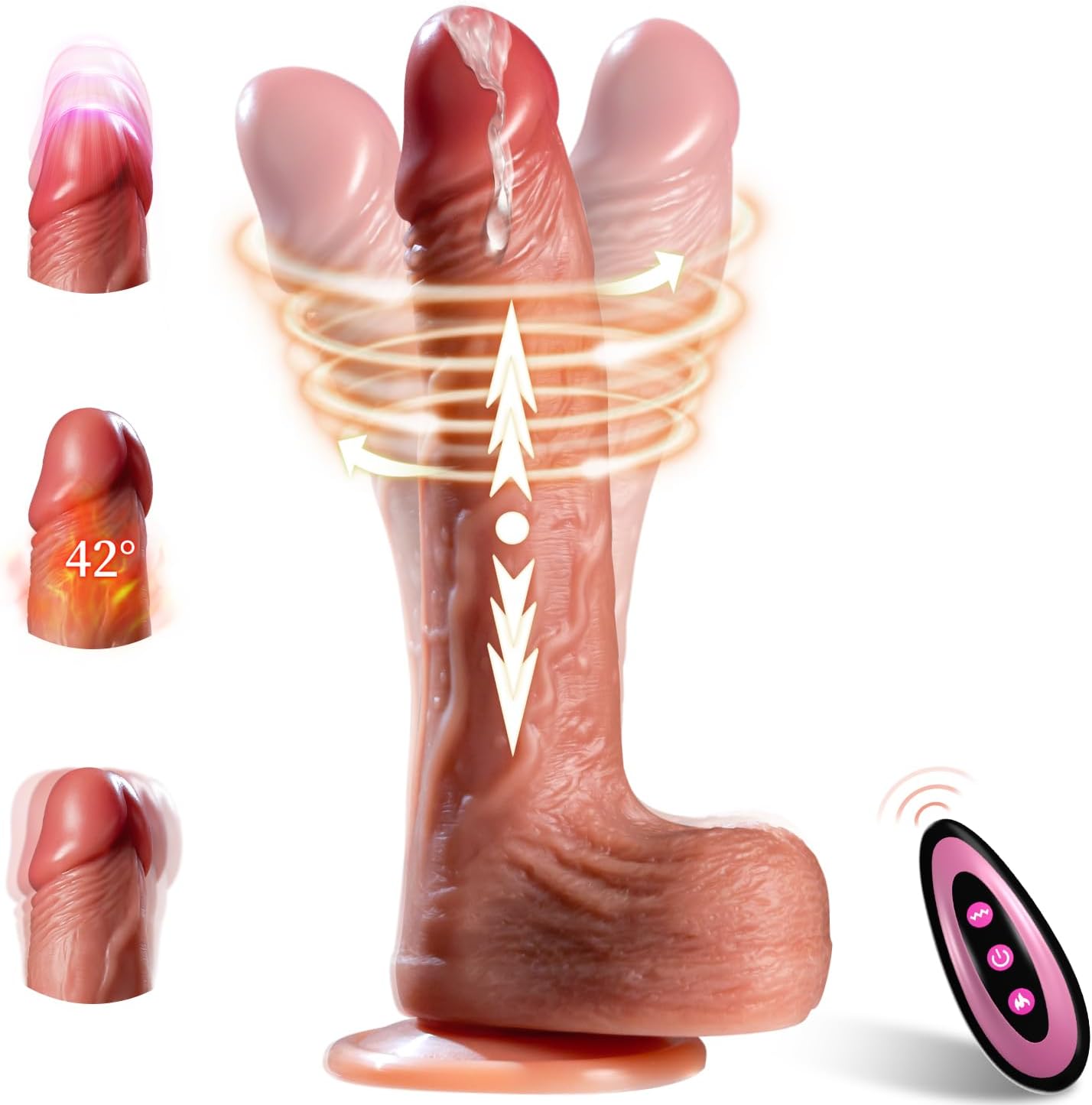 Thrusting Dildo Vibrator for Women – Realistic 6-in-1 Heating Dildo with Suction Cup, 9 Vibration & 3 Thrusting/Swing Modes, Anal-Friendly with Remote Control | Adult Toy in Pakistan