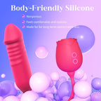 MOOLIGIRL Rose Vibrator – Thrusting G-Spot Massager with 10 Suction Modes for Clitoral & Nipple Stimulation | Double-Ended Adult Toy for Women & Couples in Pakistan