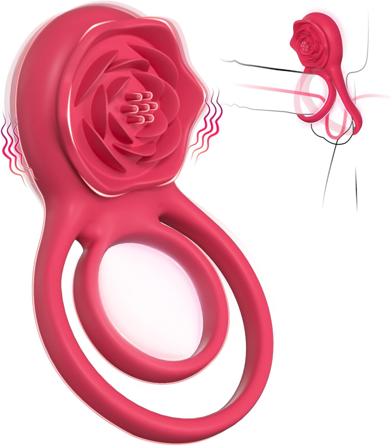 Vibrating Cock Ring with Rose Clitoral Stimulator – Couples Pleasure Ring with 7 Vibration Modes for Men & Women in Pakistan
