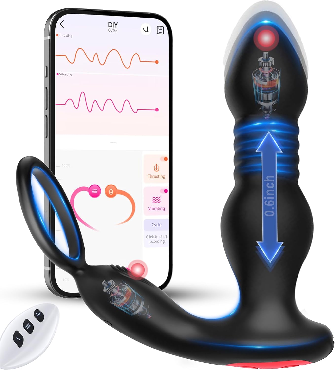 BEISAR Prostate Massager – Thrusting Anal Vibrator with 7 Modes & Cock Ring | P-Spot Massager with Remote Control Anal Beads in Pakistan