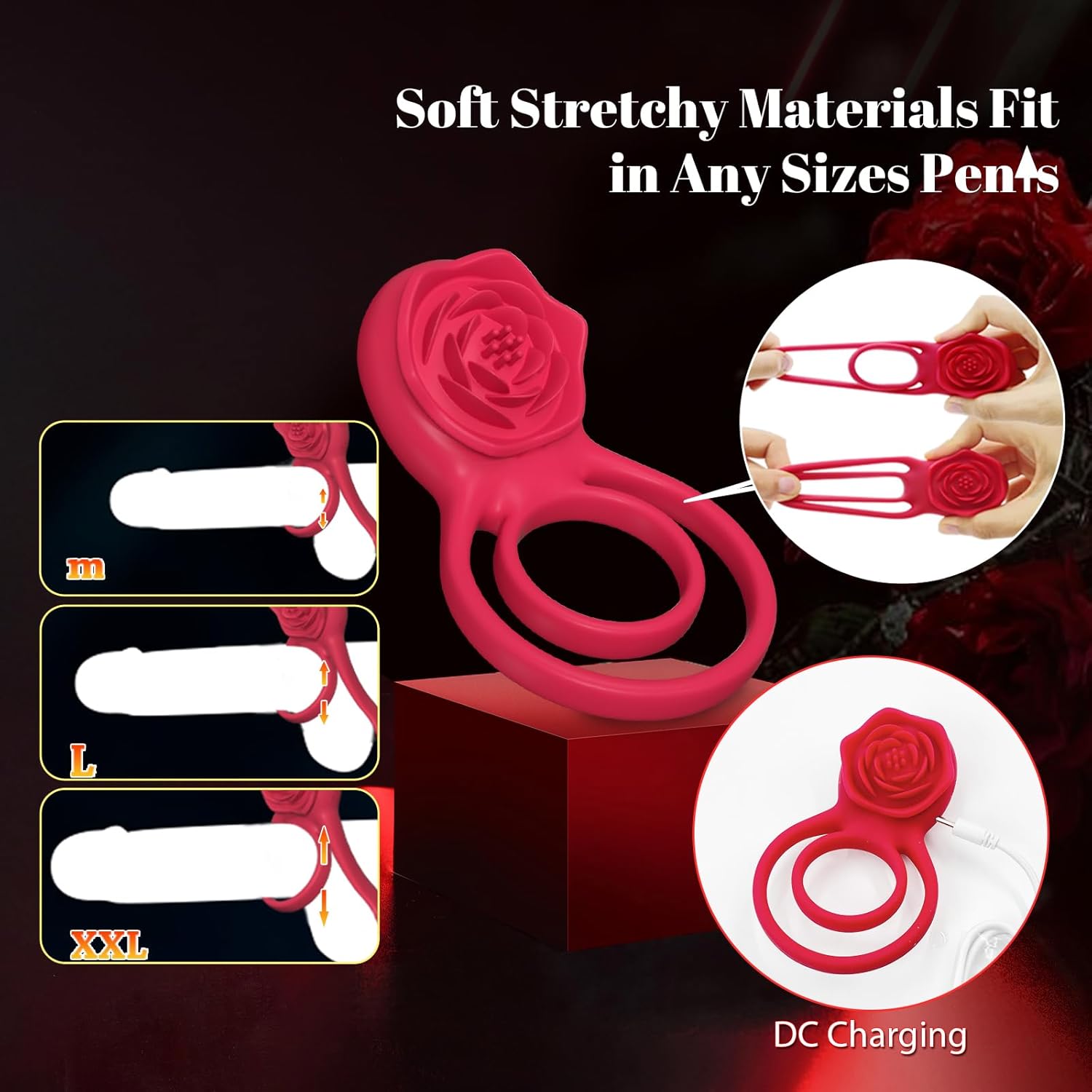 Vibrating Cock Ring with Rose Clitoral Stimulator – Couples Pleasure Ring with 7 Vibration Modes for Men & Women in Pakistan