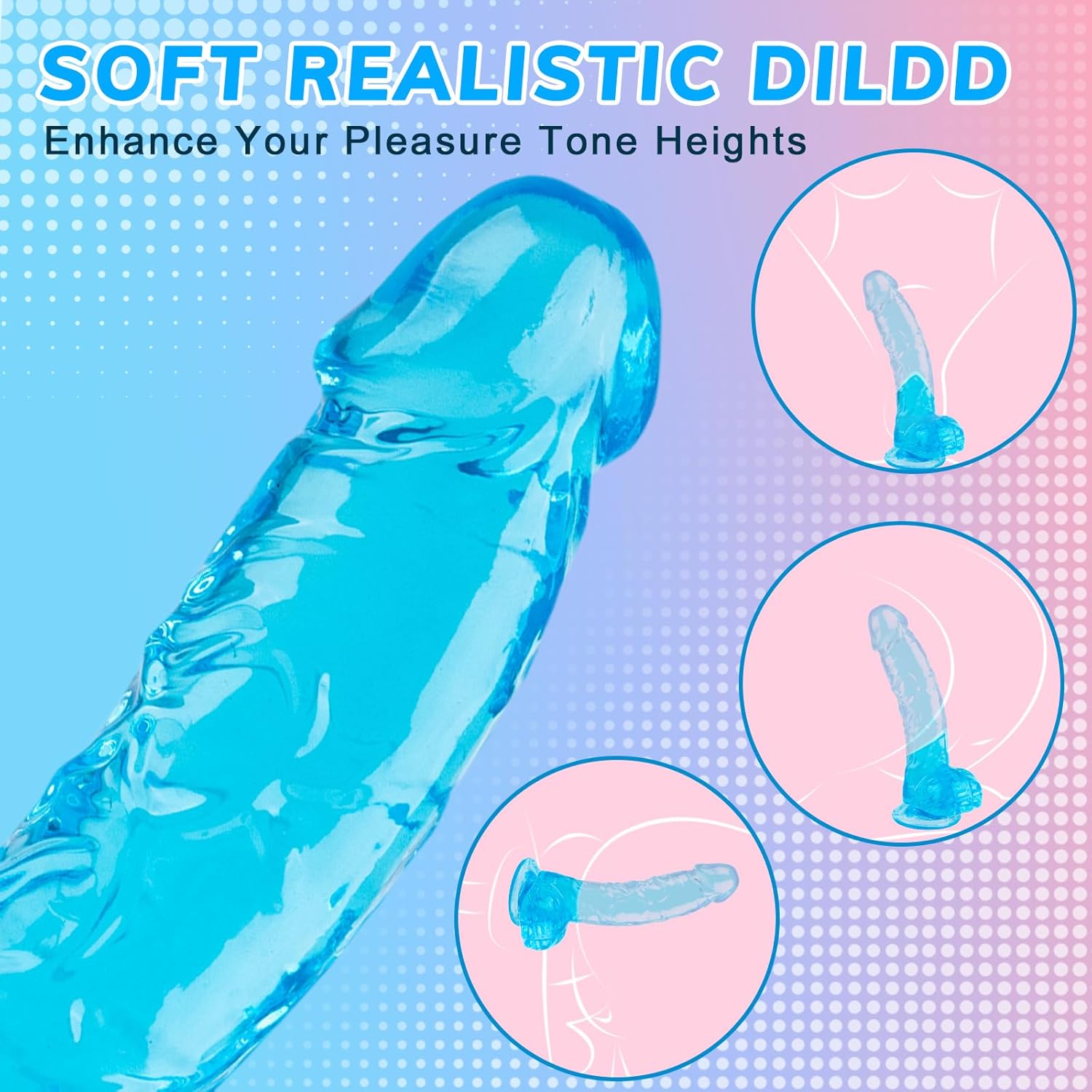 7 Inch Realistic Silicone Dildo – Soft Flexible Blue Toy with Strong Suction Cup, Waterproof Lifelike Design for Vaginal, G-Spot & Anal Play | Adult Toy in Pakistan