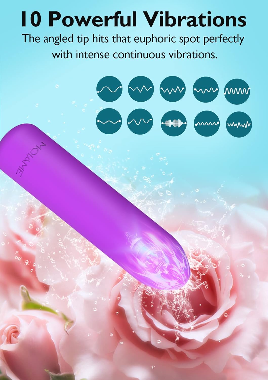 Waterproof Mini Bullet Vibrator for Women – 10-Mode Silicone Clitoral & G-Spot Massager | Rechargeable Lipstick-Style Vibe (Purple) in Pakistan
