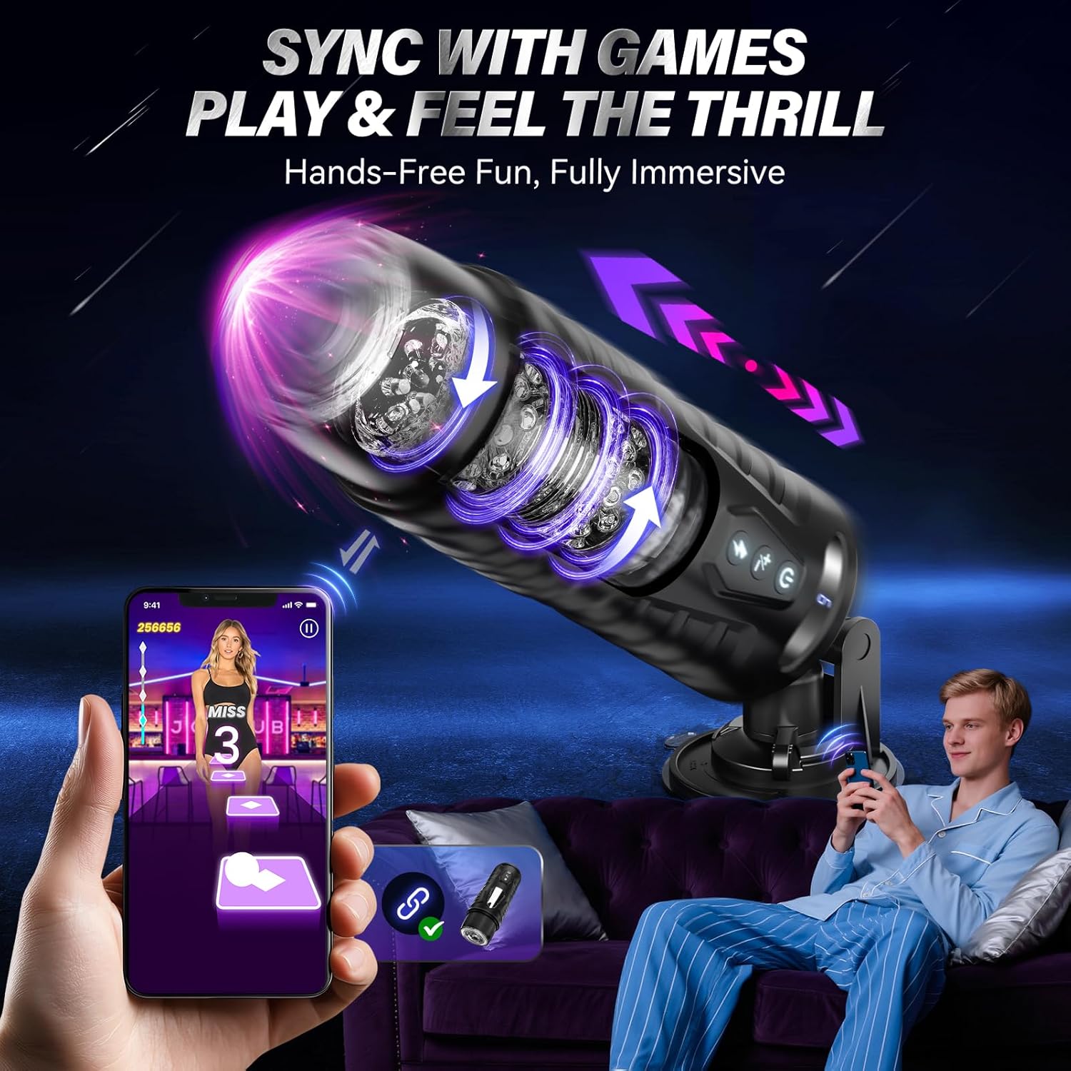 Male Masturbator – Hands-Free Automatic Stroker with 7 Thrusting & 7 Rotating Modes, LCD Display & Mounting Base in Pakistan