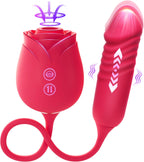 MOOLIGIRL Rose Vibrator – Thrusting G-Spot Massager with 10 Suction Modes for Clitoral & Nipple Stimulation | Double-Ended Adult Toy for Women & Couples in Pakistan