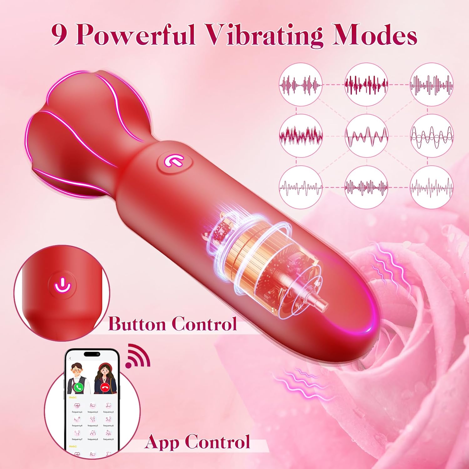 Mini Bullet Vibrator for Women – App-Controlled Lipstick Vibrator with 9 Vibration Modes, Discreet Clitoral & G-Spot Stimulator for Couples (Pink) | Adult Toy in Pakistan