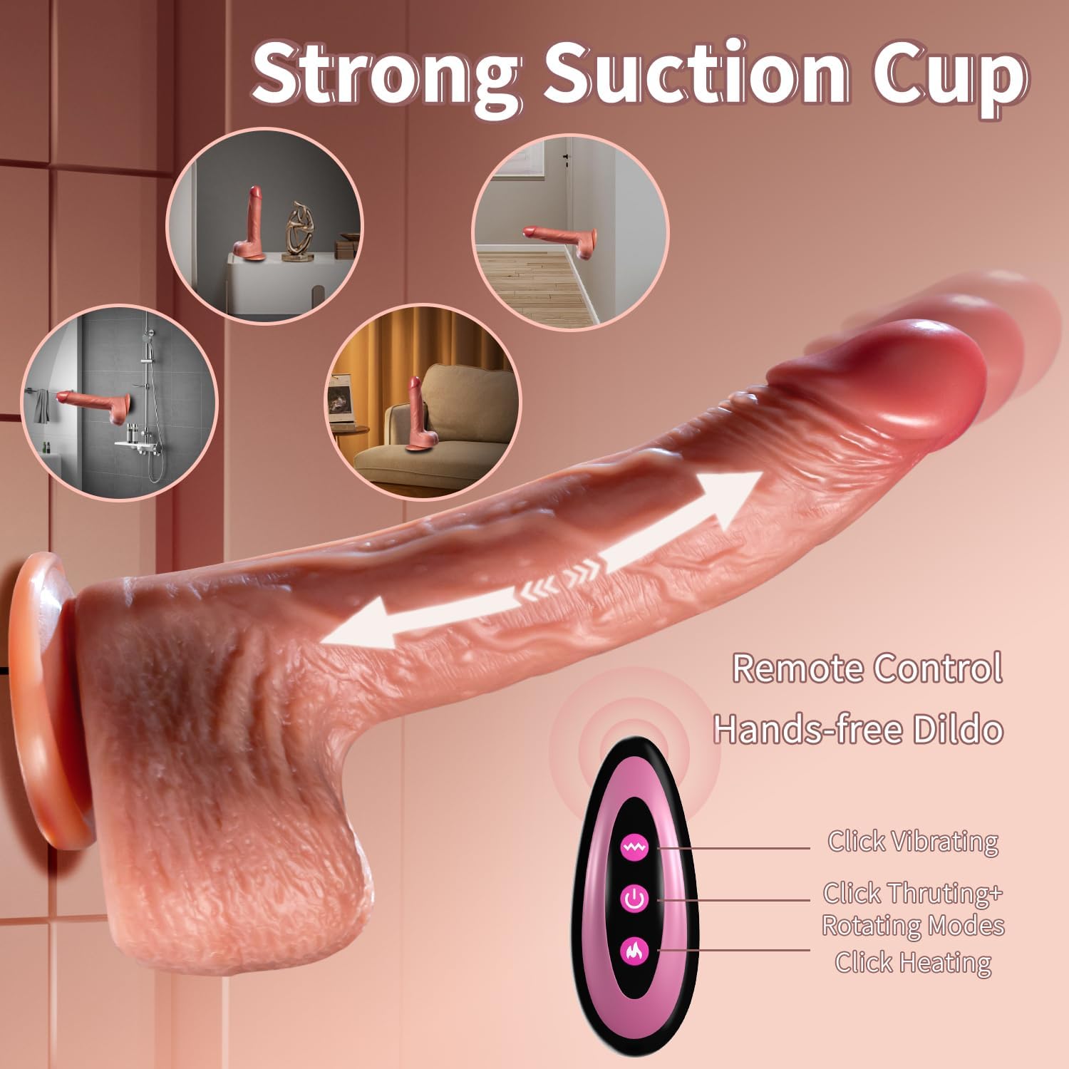 Thrusting Dildo Vibrator for Women – Realistic 6-in-1 Heating Dildo with Suction Cup, 9 Vibration & 3 Thrusting/Swing Modes, Anal-Friendly with Remote Control | Adult Toy in Pakistan