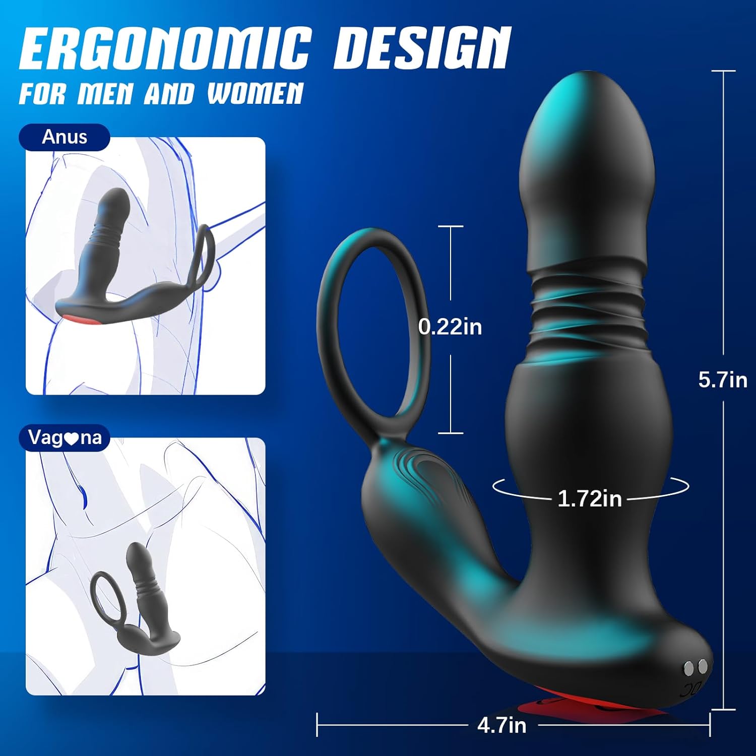 BEISAR Prostate Massager – Thrusting Anal Vibrator with 7 Modes & Cock Ring | P-Spot Massager with Remote Control Anal Beads in Pakistan
