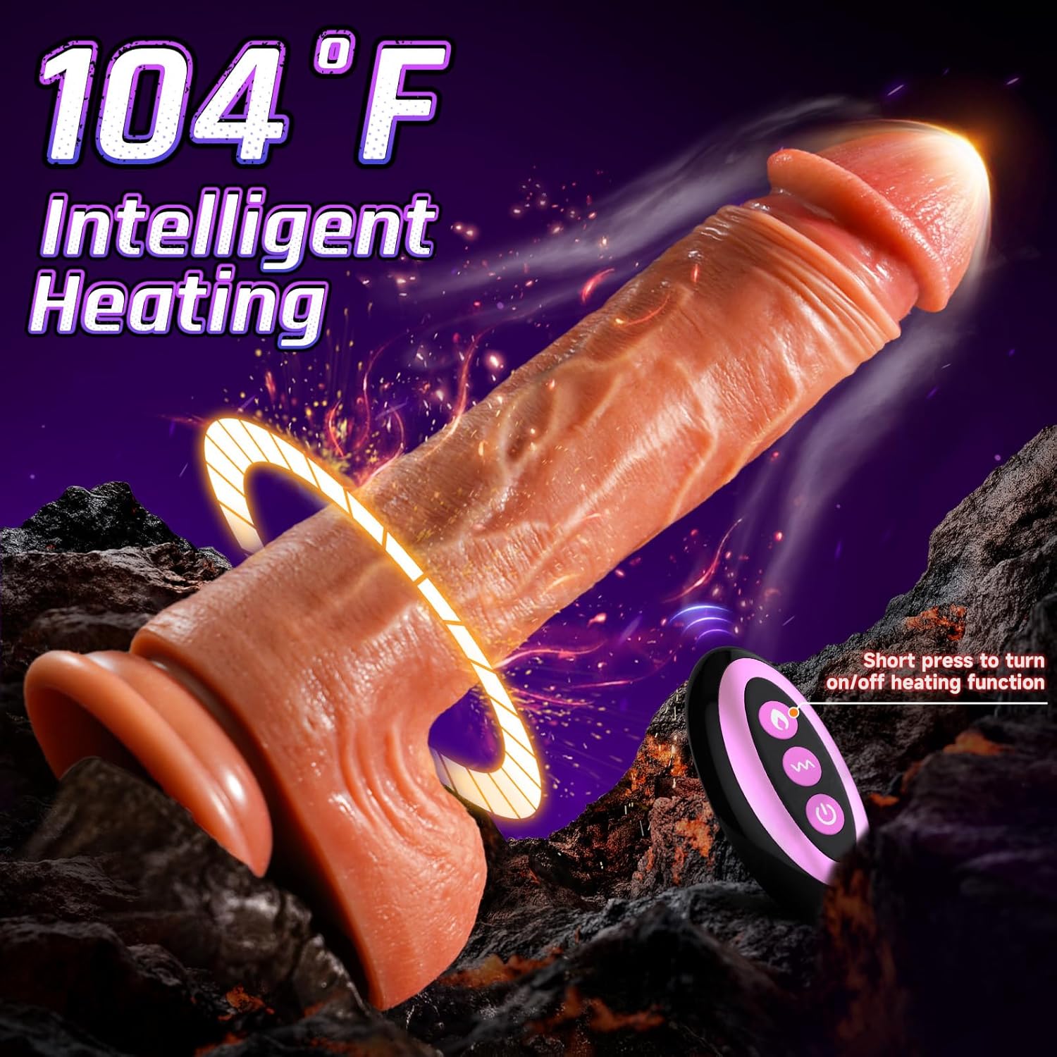 Thrusting Dildo Vibrator for Women – 9 Vibration & 9 Thrusting Modes, Heating Function, Double-Ended Realistic Dildo for G-Spot & Anal Pleasure | Adult Toy in Pakistan