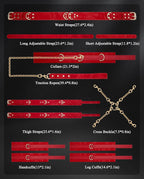 7-Piece Bondage & Restraint Set – Adjustable Neck, Wrist, Ankle & Thigh Cuffs with Straps for Couples in Pakistan