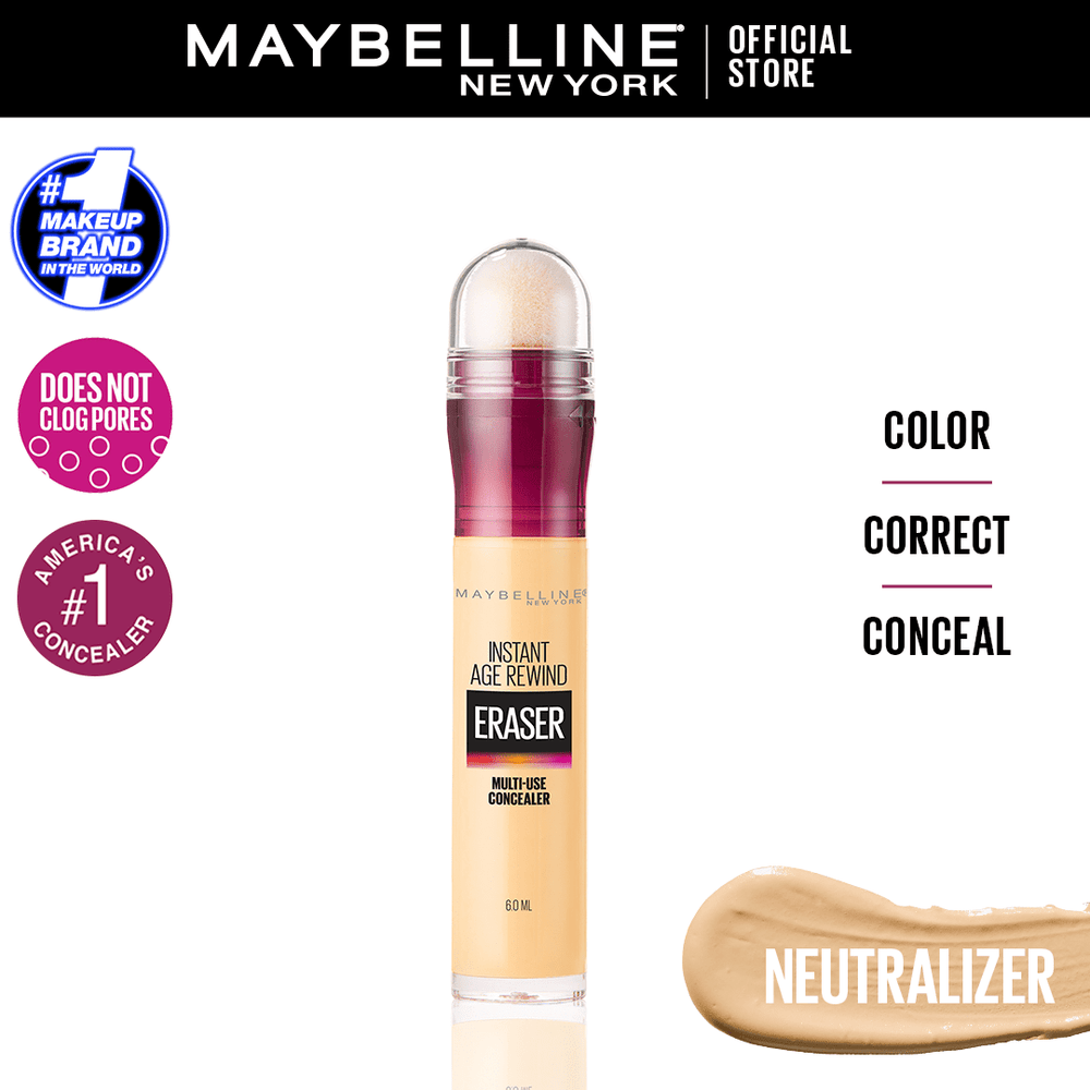 Maybelline Instant Age Rewind Eraser Concealer – 150 Neutralizer | Dark Circle Treatment, Full Coverage & Brightening Formula