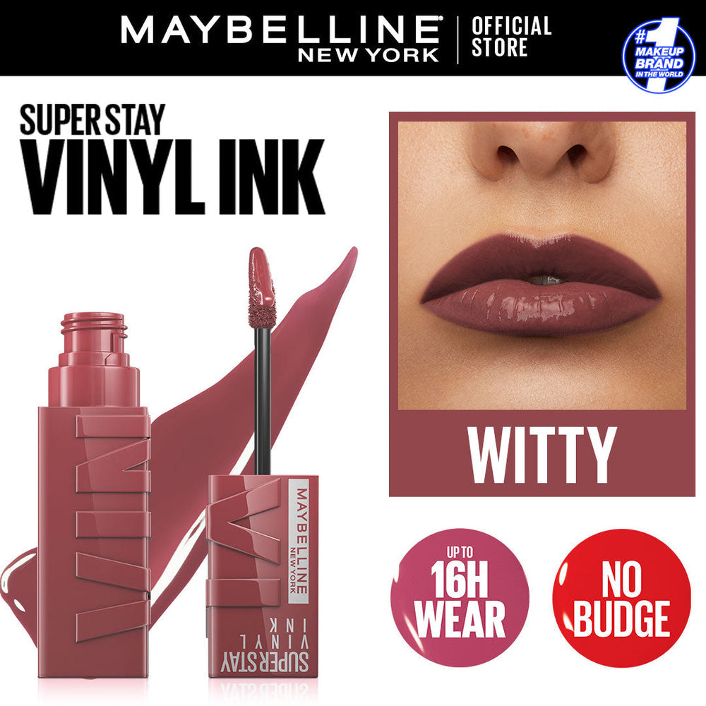 Maybelline Super Stay® Vinyl Ink Longwear Liquid Lipcolor – Witty | 16H Smudge-Proof, High-Shine Lipstick